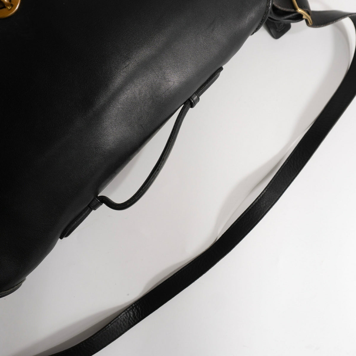OLD COACH Turnlock Leather Flap Bag Black