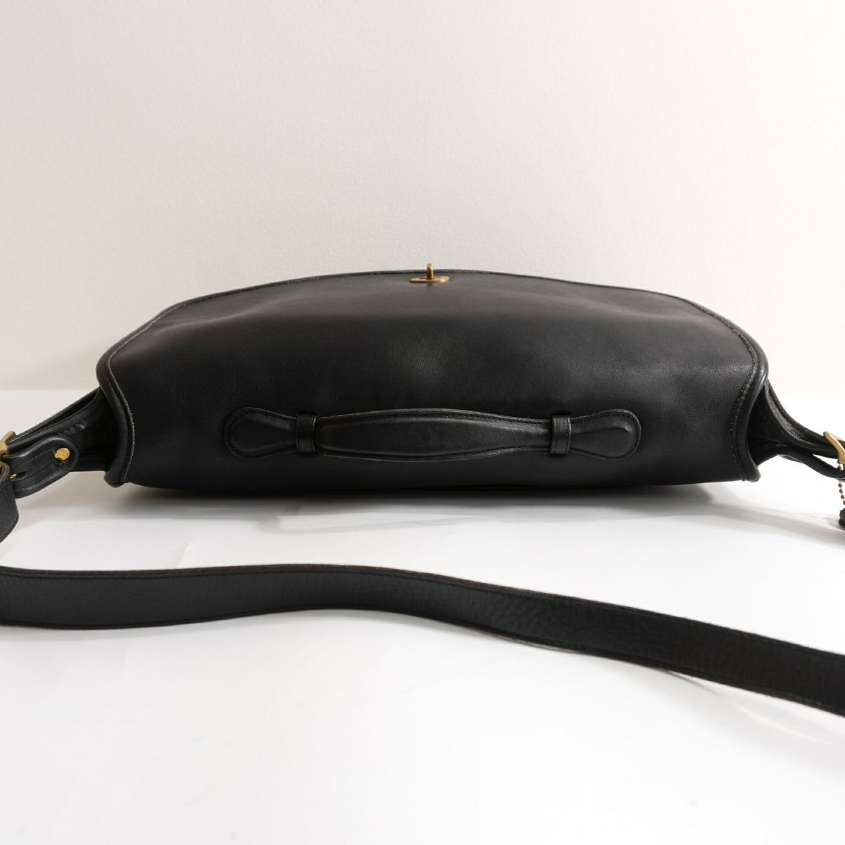 OLD COACH Turnlock Leather Flap Bag Black