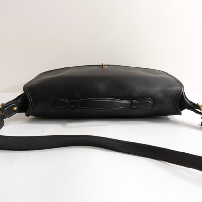 OLD COACH Turnlock Leather Flap Bag Black