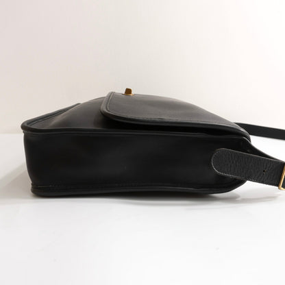 OLD COACH Turnlock Leather Flap Bag Black
