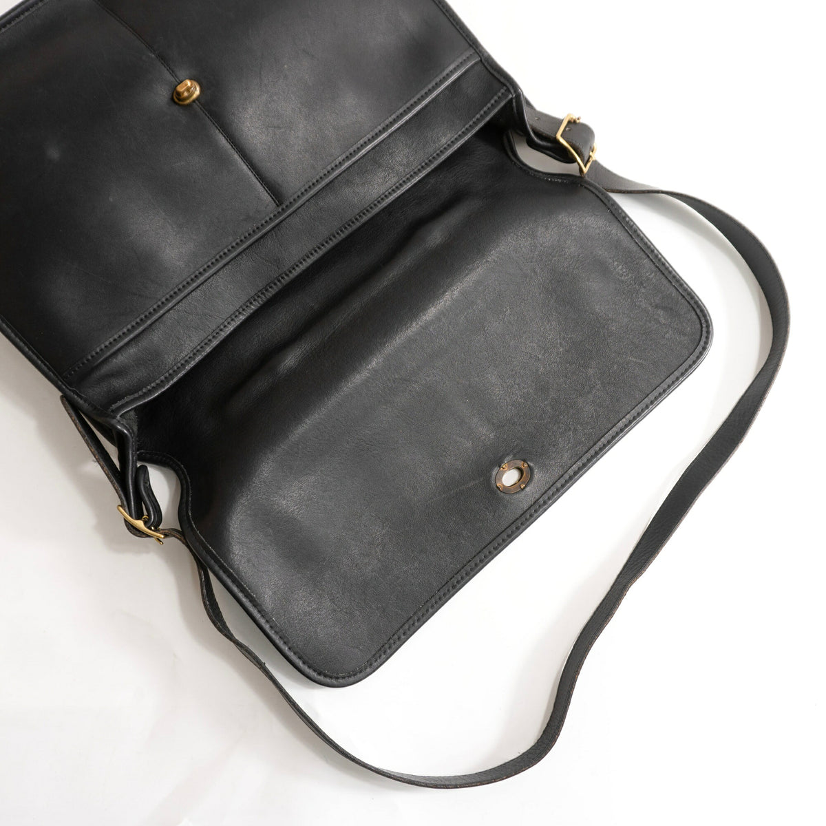 OLD COACH Turnlock Leather Flap Bag Black