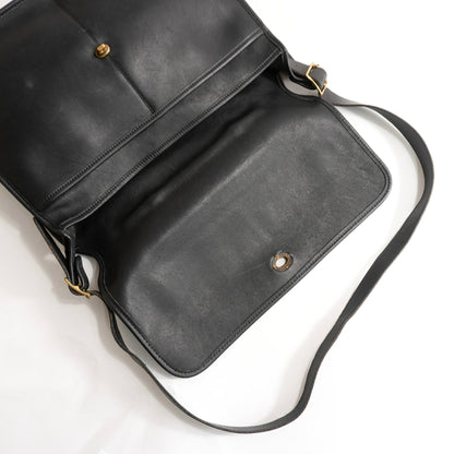 OLD COACH Turnlock Leather Flap Bag Black
