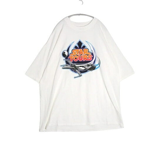 DISNEY 90s Star Wars Star Tours T-Shirt White Size XXL