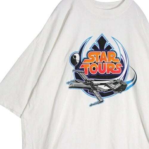 DISNEY 90s Star Wars Star Tours T-Shirt White Size XXL