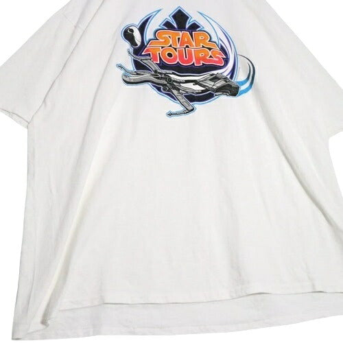 DISNEY 90s Star Wars Star Tours T-Shirt White Size XXL