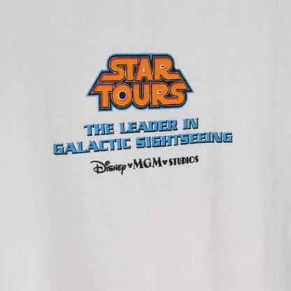 DISNEY 90s Star Wars Star Tours T-Shirt White Size XXL
