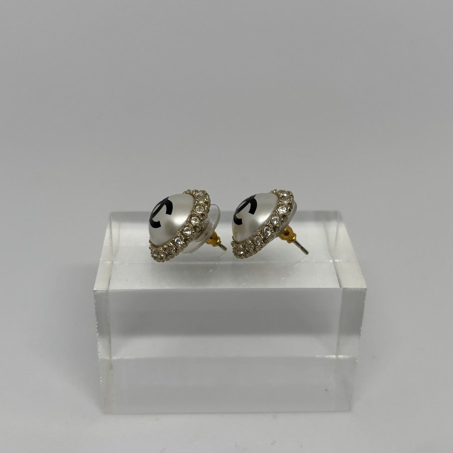 CHANEL CC Faux Pearl Earrings Gold A20P Size ONE SIZE