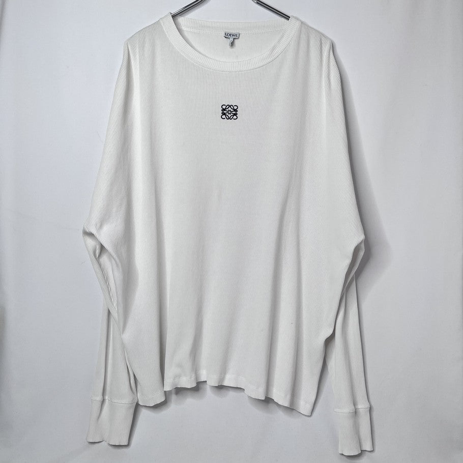 LOEWE Oversized Fit Cotton Long Sleeve T-Shirt White Size L