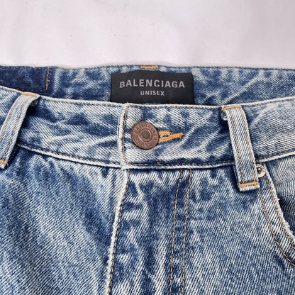BALENCIAGA Baggy Unisex Light Blue Cotton Jeans