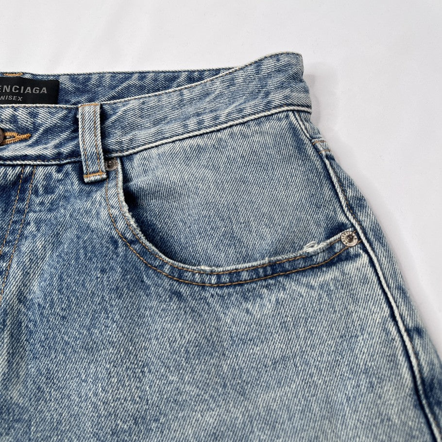 BALENCIAGA Baggy Unisex Light Blue Cotton Jeans