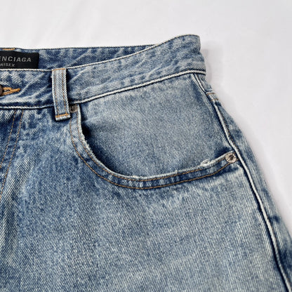 BALENCIAGA Baggy Unisex Light Blue Cotton Jeans