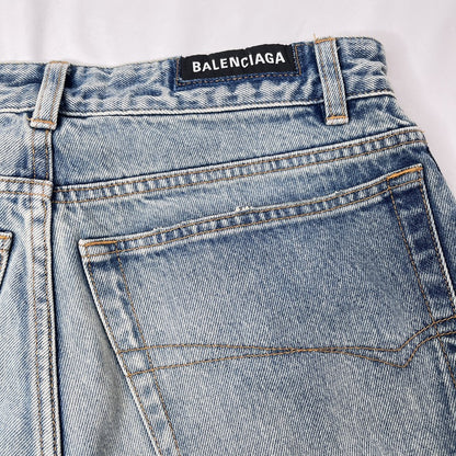BALENCIAGA Baggy Unisex Light Blue Cotton Jeans