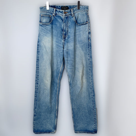 BALENCIAGA Baggy Unisex Light Blue Cotton Jeans