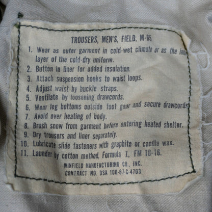 US ARMY 60s M-65 Aluminum Zip Cargo Pants Size SMALL-REGULAR