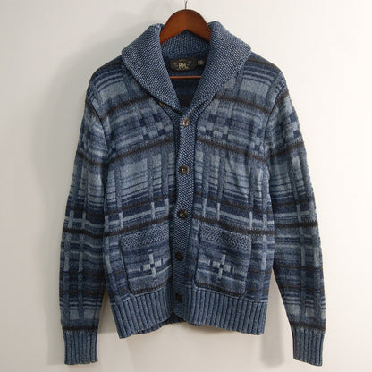 RRL Indigo Cotton Blend Shawl Collar Cardigan Size M
