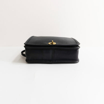 OLD COACH Turnlock Leather Flap Bag Navy