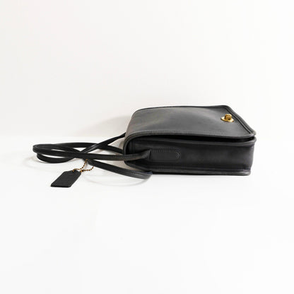 OLD COACH Turnlock Leather Flap Bag Navy