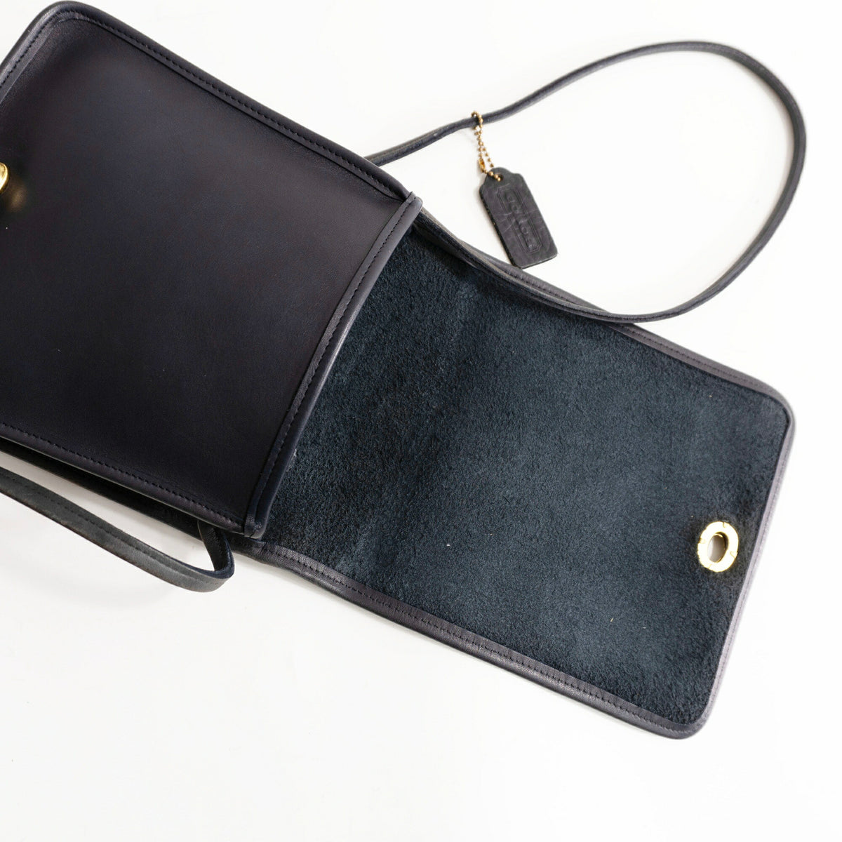 OLD COACH Turnlock Leather Flap Bag Navy