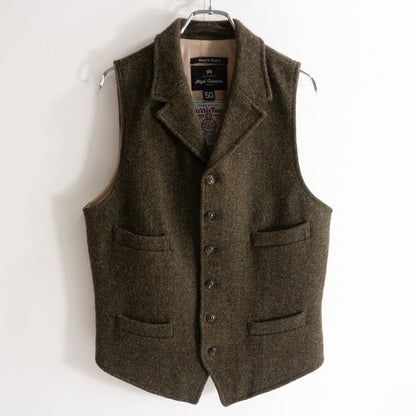 NIGEL CABOURN Mallory Harris Tweed Wool Vest Green Size 50