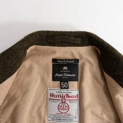 NIGEL CABOURN Mallory Harris Tweed Wool Vest Green Size 50