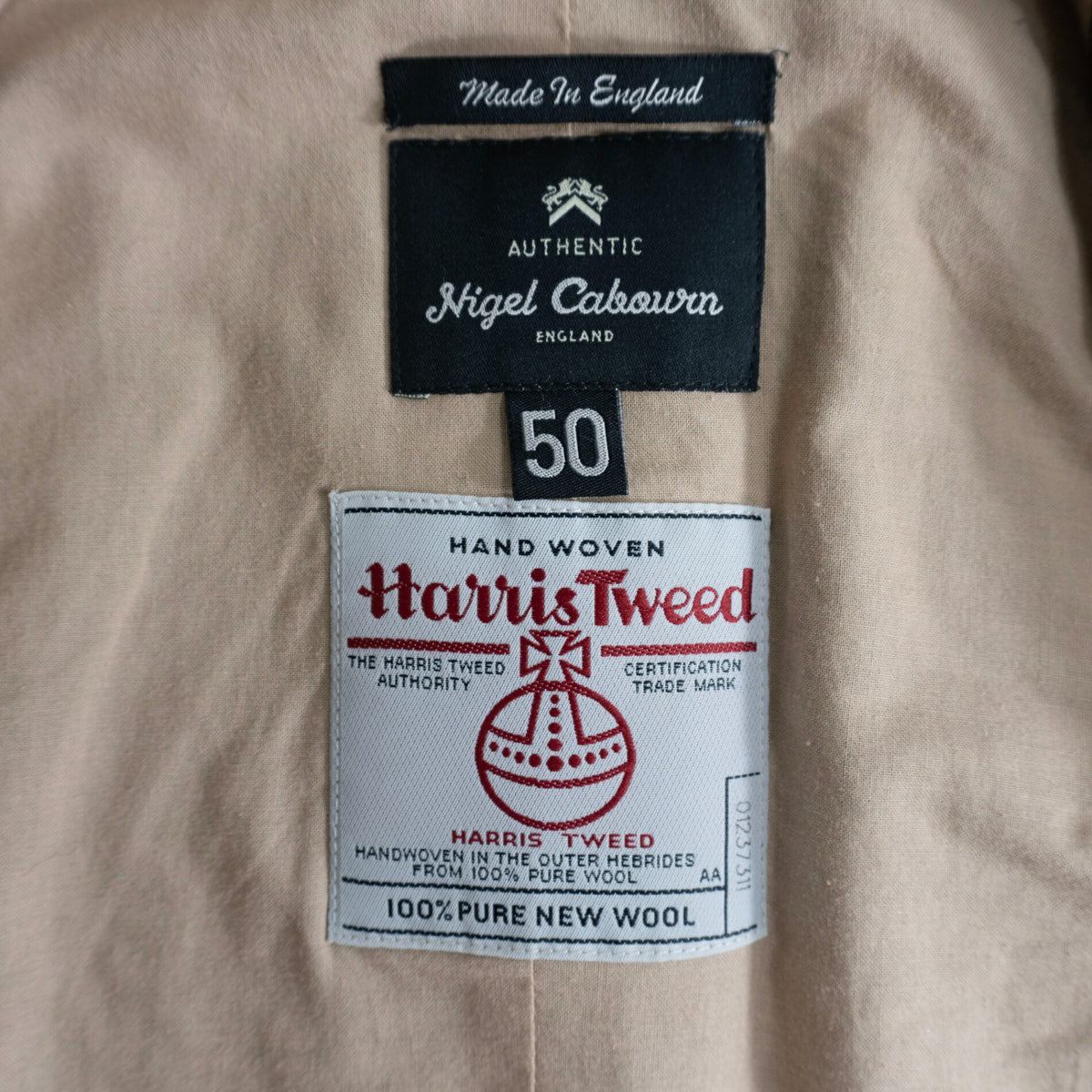 NIGEL CABOURN Mallory Harris Tweed Wool Vest Green Size 50