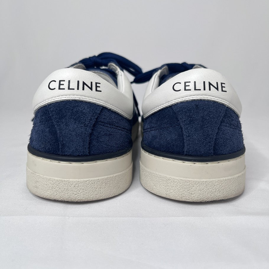 CELINE Sunset Lace-Up Low-Top Sneakers Navy Size 26.0cm