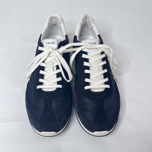 CELINE Triomphe Nylon Suede Low Sneakers Black Size 25.5cm