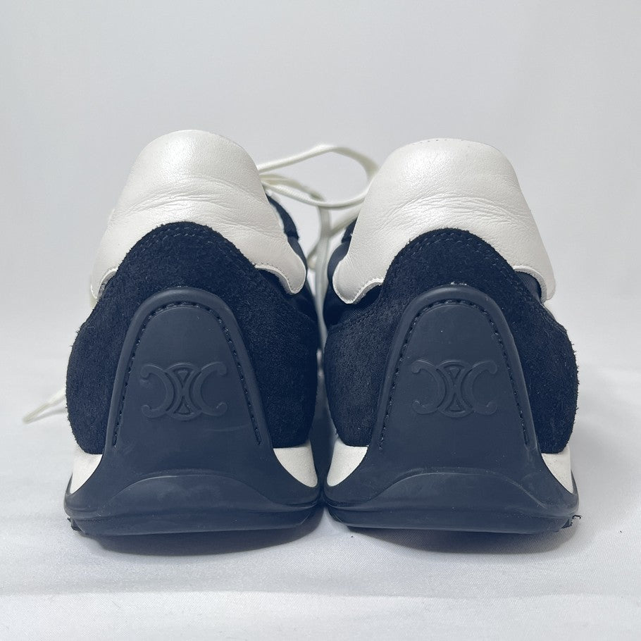 CELINE Triomphe Nylon Suede Low Sneakers Black Size 25.5cm