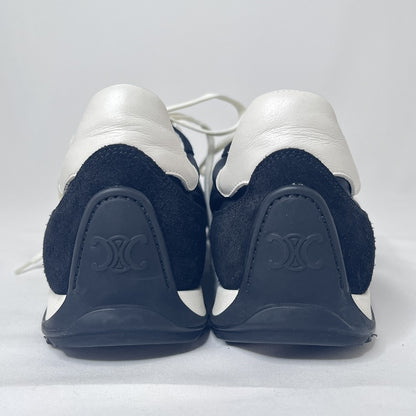 CELINE Triomphe Nylon Suede Low Sneakers Black Size 25.5cm