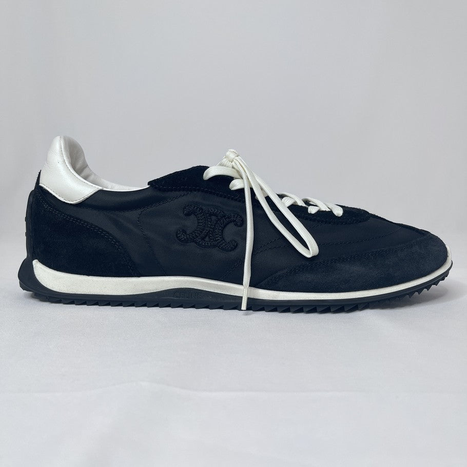 CELINE Triomphe Nylon Suede Low Sneakers Black Size 25.5cm