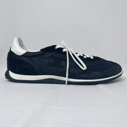 CELINE Triomphe Nylon Suede Low Sneakers Black Size 25.5cm