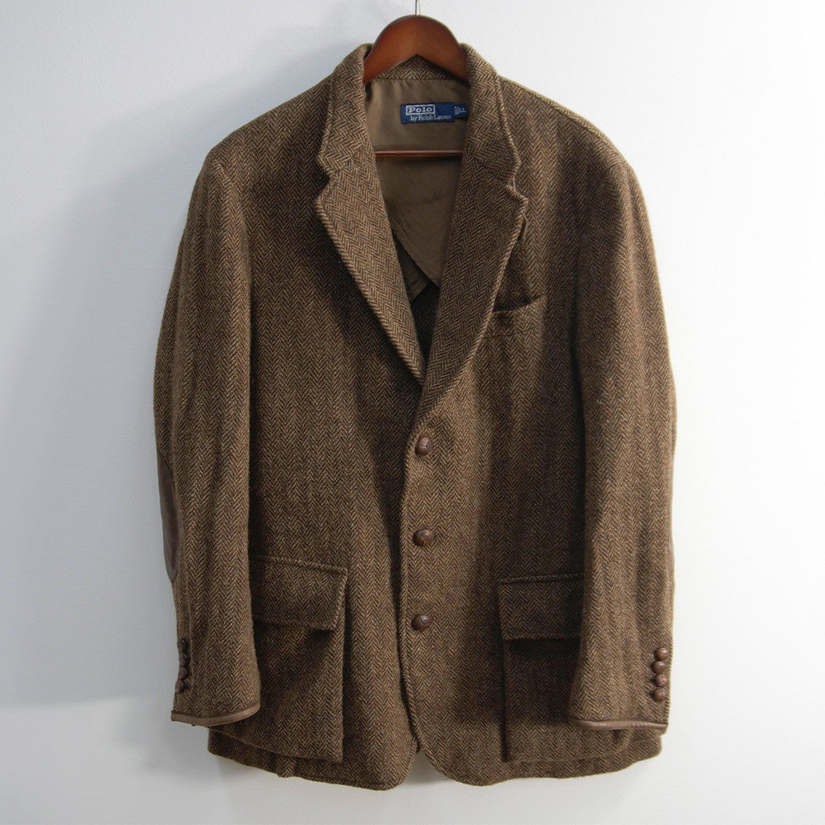 POLO RALPH LAUREN Leather Piping Tweed Jacket Size LL