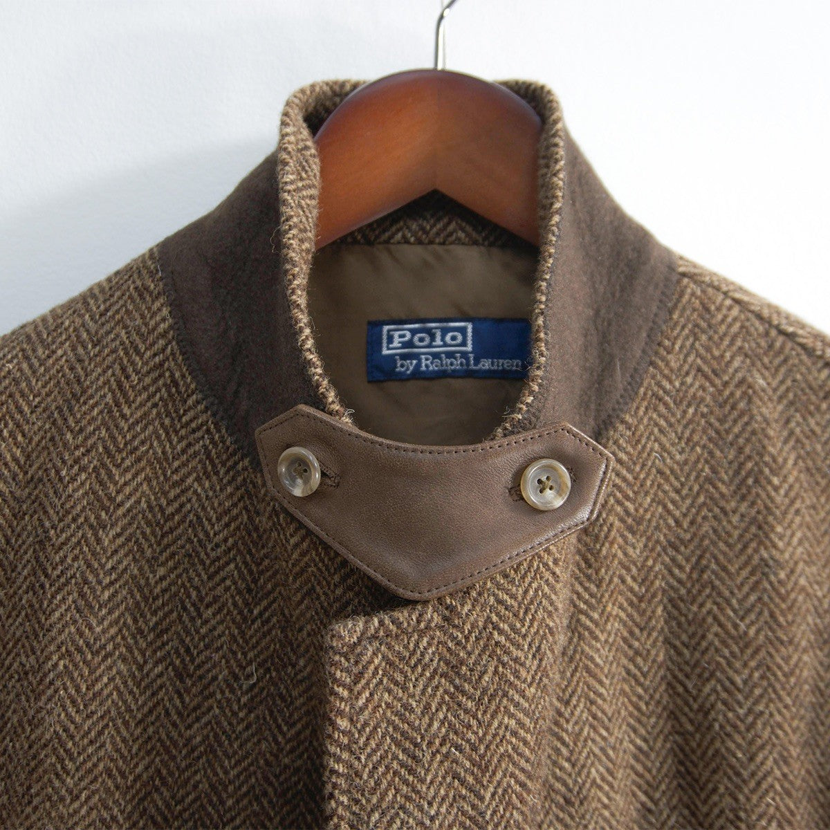 POLO RALPH LAUREN Leather Piping Tweed Jacket Size LL