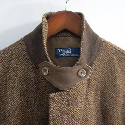 POLO RALPH LAUREN Leather Piping Tweed Jacket Size LL