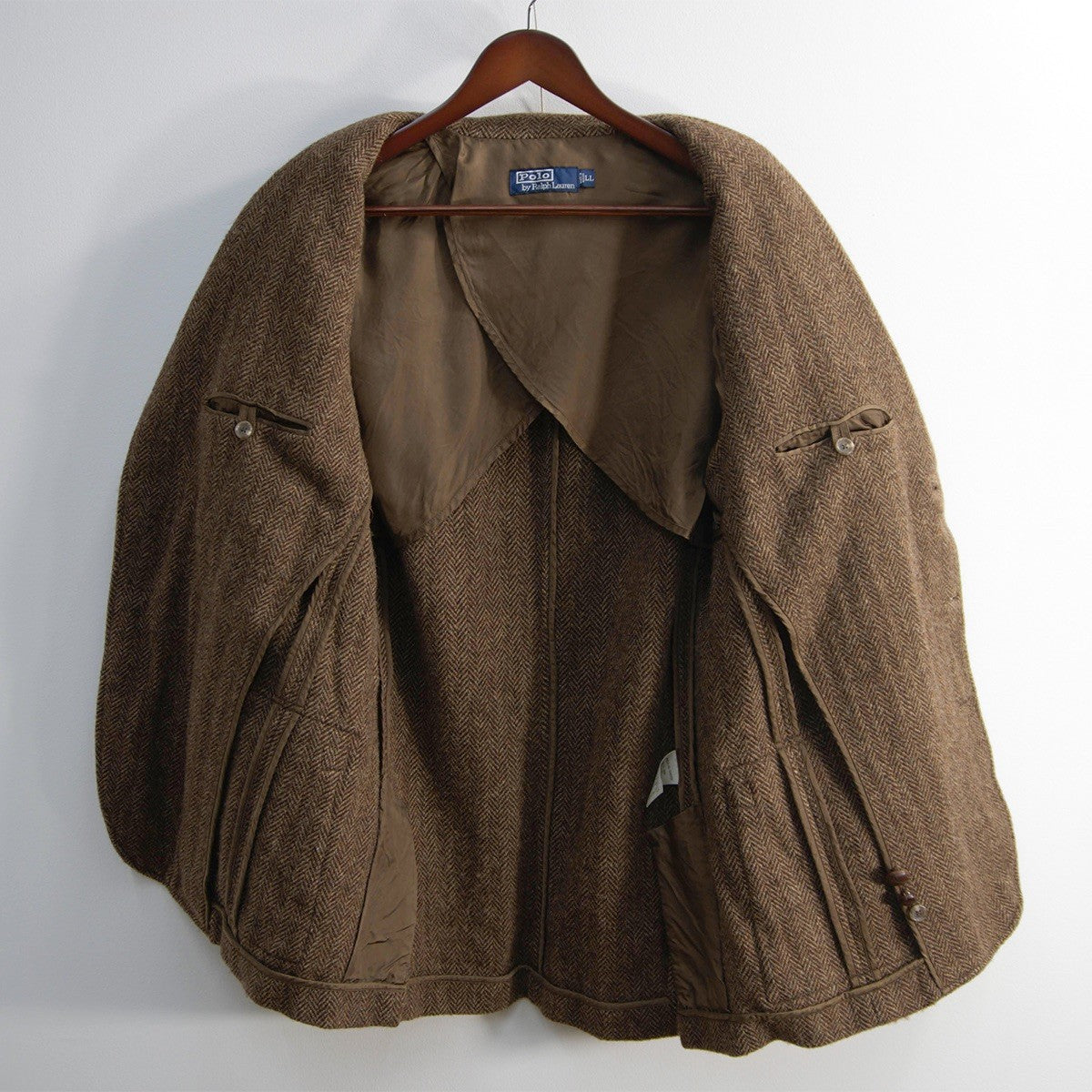 POLO RALPH LAUREN Leather Piping Tweed Jacket Size LL