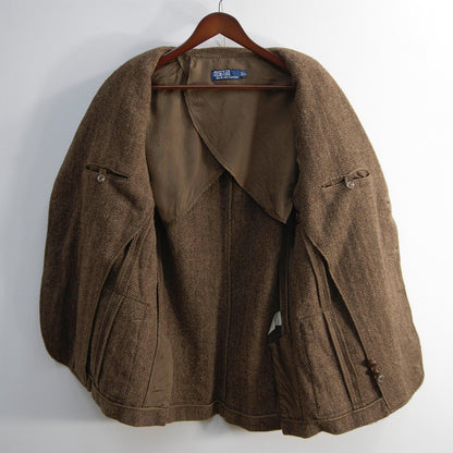 POLO RALPH LAUREN Leather Piping Tweed Jacket Size LL