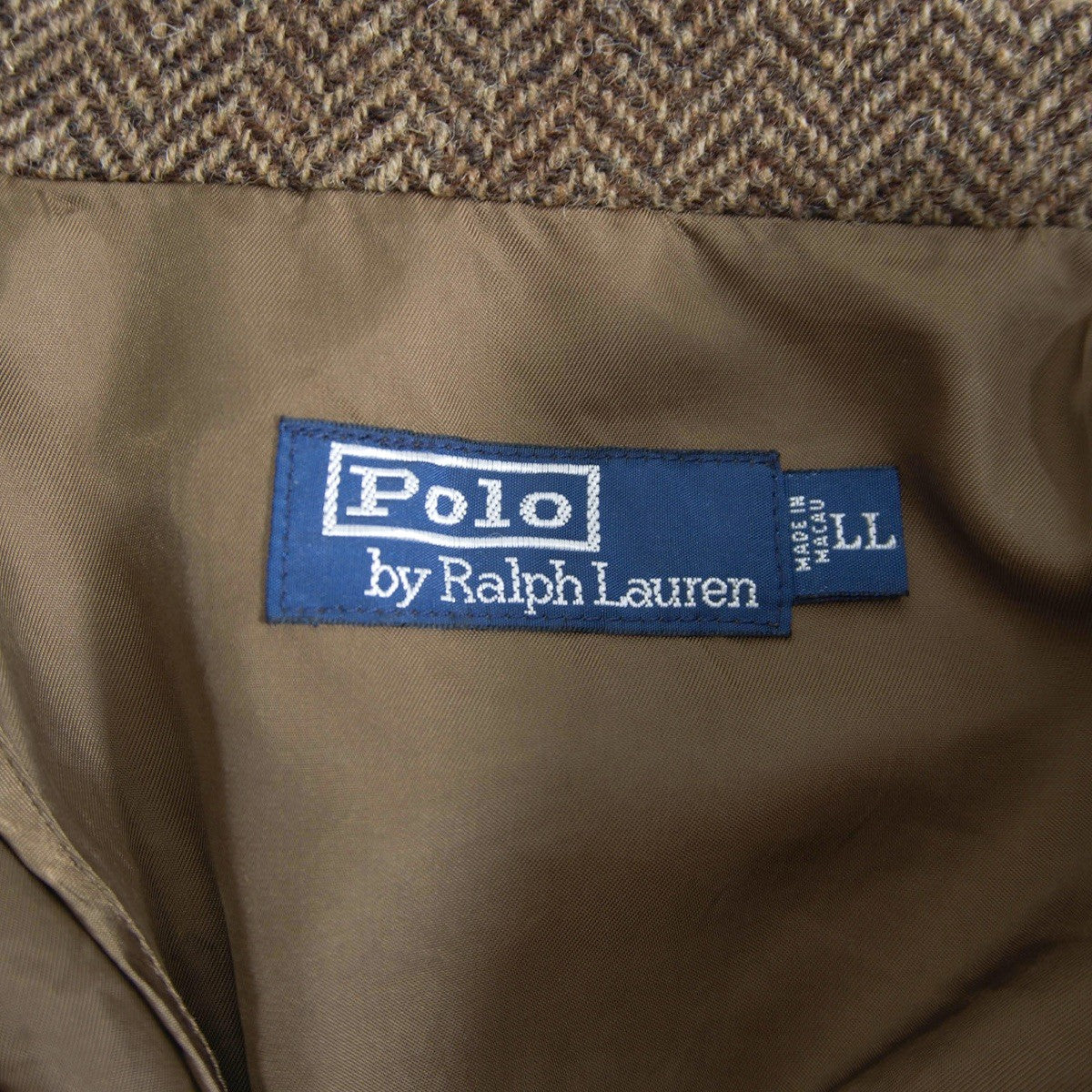 POLO RALPH LAUREN Leather Piping Tweed Jacket Size LL