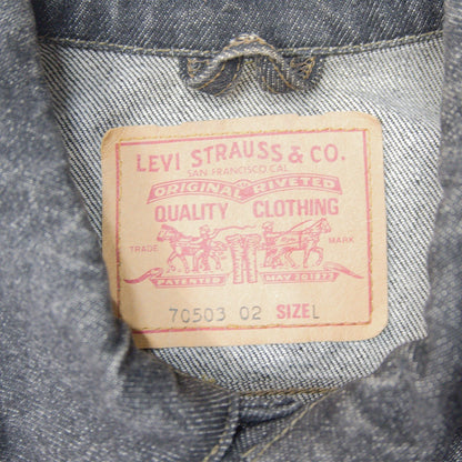 LEVI'S 90s 70503-02 Black Big Silhouette Denim Jacket Size L