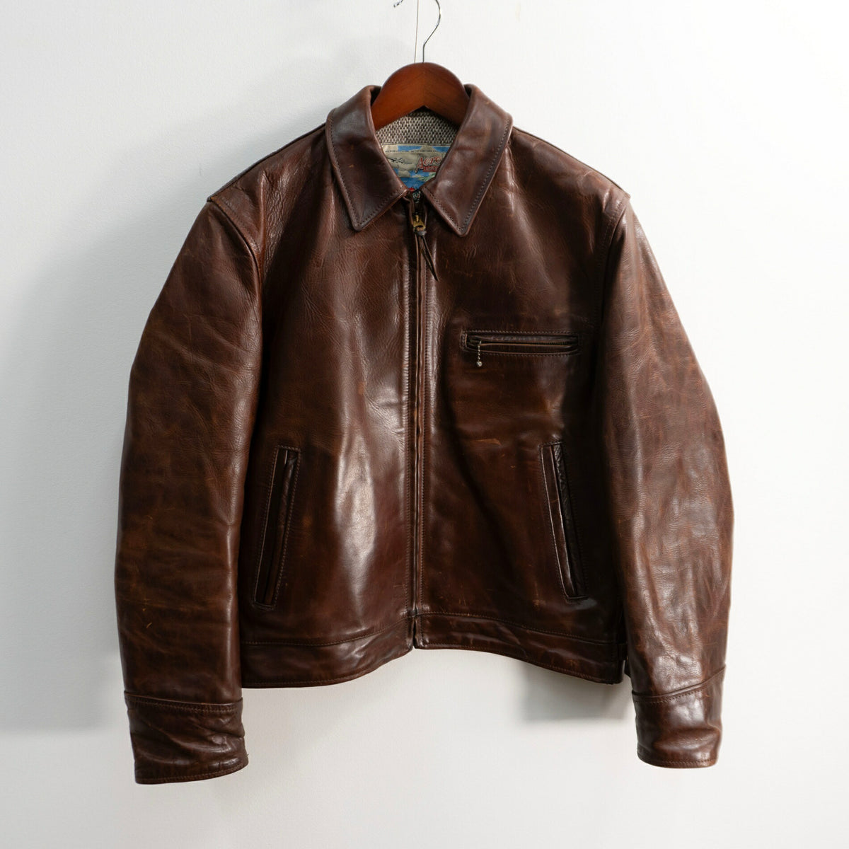 AERO LEATHER Highwayman Brown Leather Jacket Size 38
