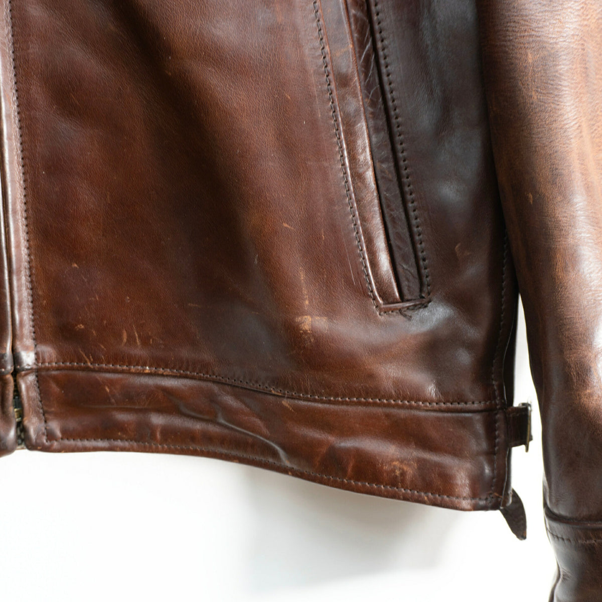 AERO LEATHER Highwayman Brown Leather Jacket Size 38