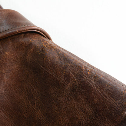 AERO LEATHER Highwayman Brown Leather Jacket Size 38