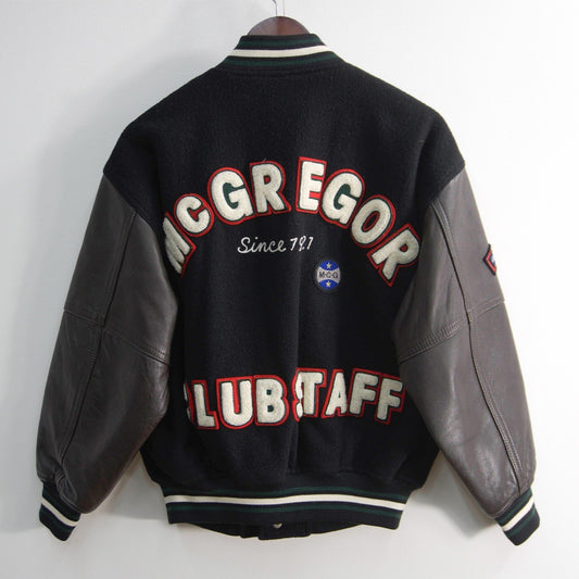MCGREGOR Full-Deco Sleeve Leather Varsity Jacket Size M