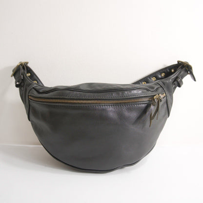 KADOYA HEAD FACTORY Black Leather Waist Bag