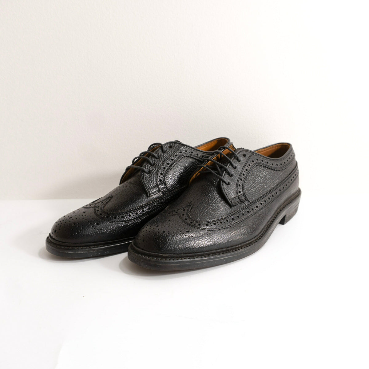 REGAL Wingtip Leather Shoes Black Size 24.5EE