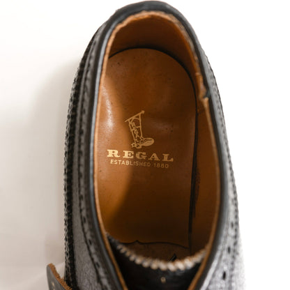 REGAL Wingtip Leather Shoes Black Size 24.5EE