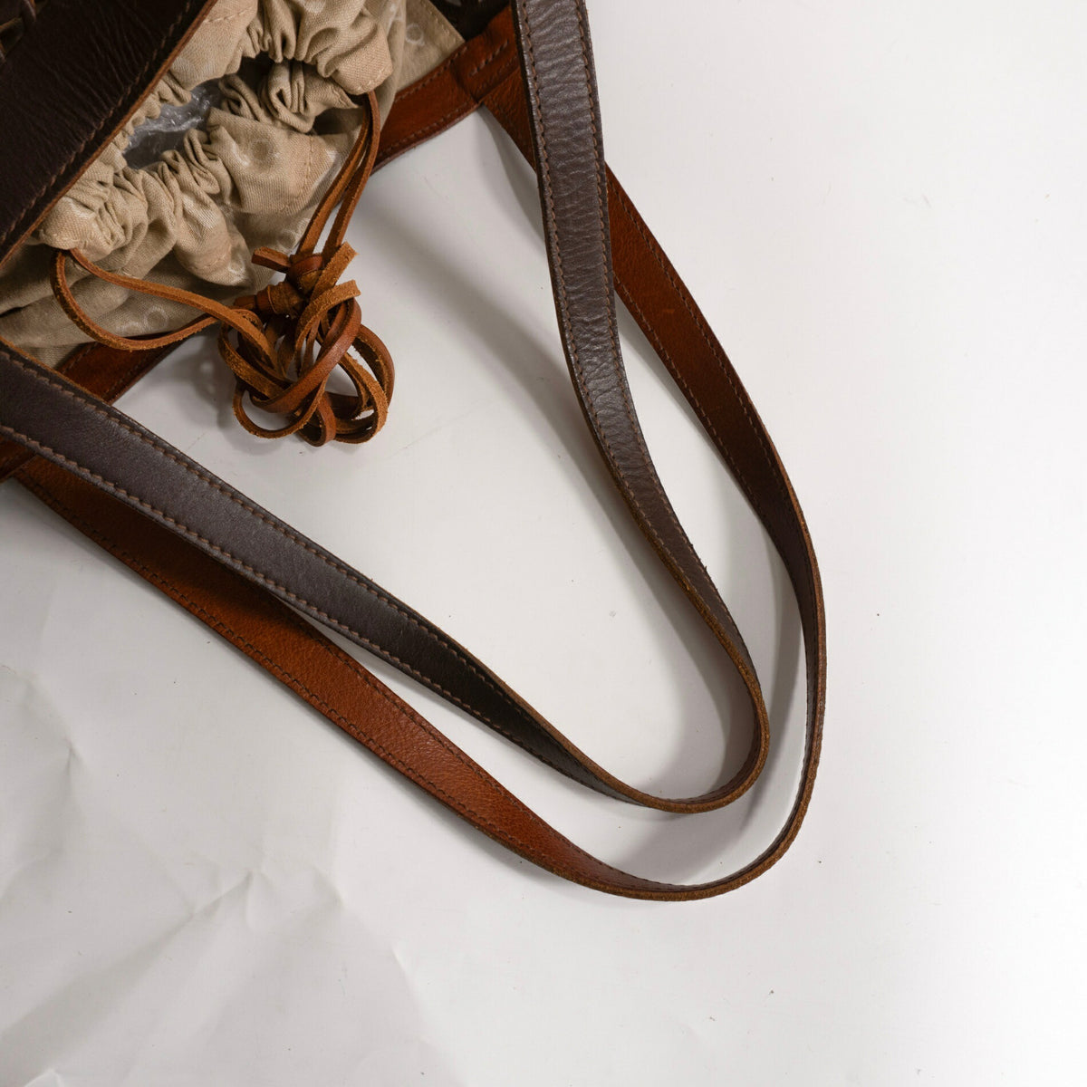 GENTEN Cutwork Leather Tote Bag Brown