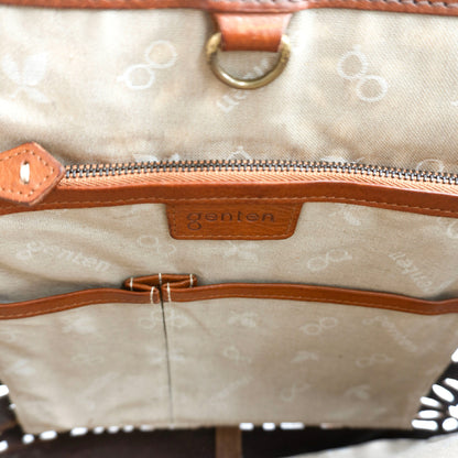 GENTEN Cutwork Leather Tote Bag Brown