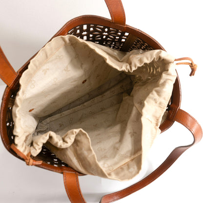 GENTEN Cutwork Leather Tote Bag Brown