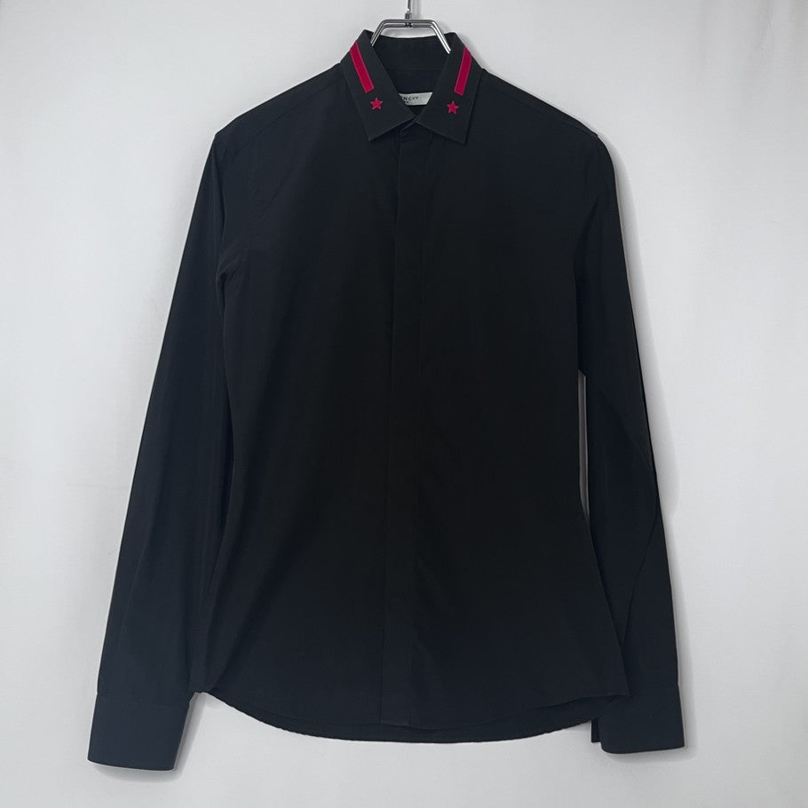 GIVENCHY Star Embroidered Dress Shirt Black Size 37