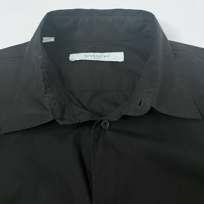 GIVENCHY Faded Logo Poplin Long Sleeve Shirt Black Size 40
